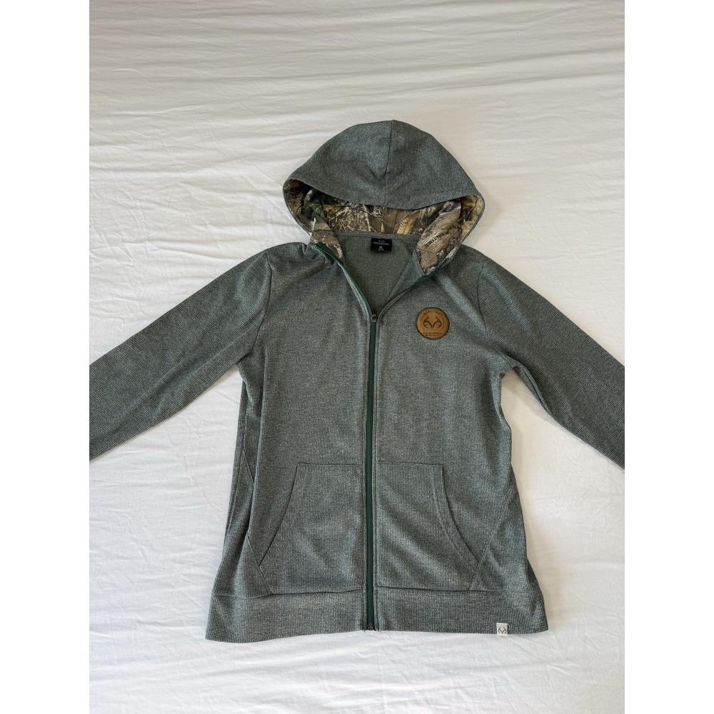 Realtree Outdoor Hoodie Camo Green Thermal Full Zip Up Hunting Men's Size Medium - Picture 3 of 8